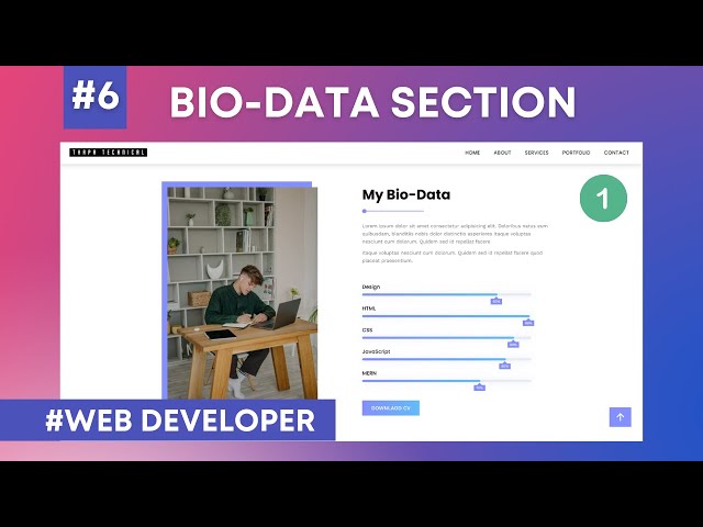 Website Development in Hindi #6: About us Section with Style |  P-1