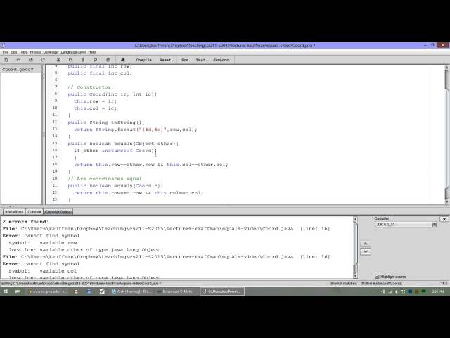 Java: Creating equals(Object) methods
