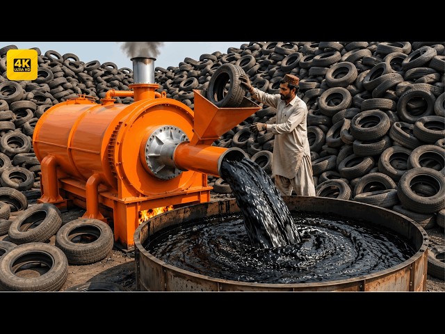 How Old TIRES Are Turned Into FUEL ♻️🛢️ Mega Process