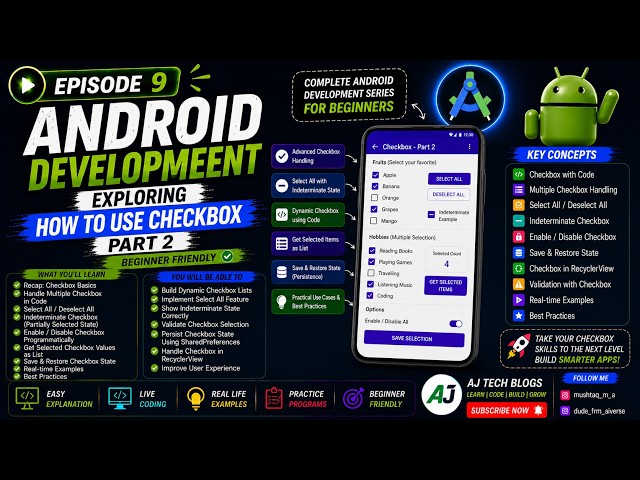 🚀 Episode 9: Android Development – How to use Checkbox - Part 2 | Explained for Beginners