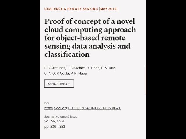 Proof of concept of a novel cloud computing approach for object-based remote sensing ... | RTCL.TV