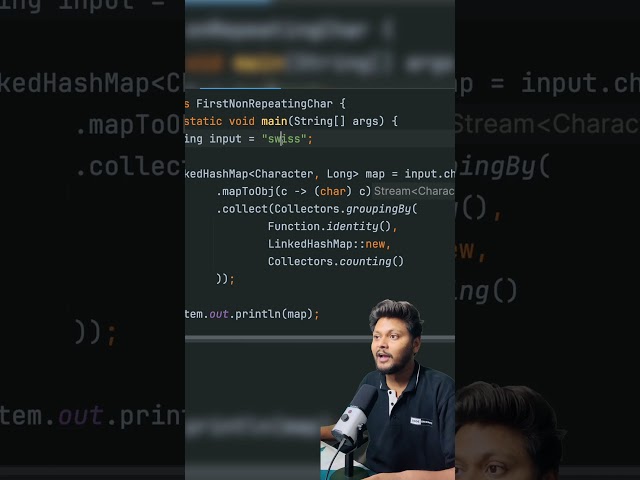 First Non Repeating Character In String Using Java Streams #coding