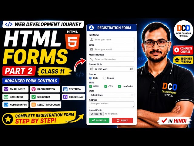 HTML Form Advanced Tutorial | All Input Types, Radio, Checkbox, Select & Textarea | Part 02