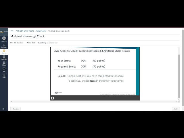 Module 6 AWS Academy Cloud Knowledge Check