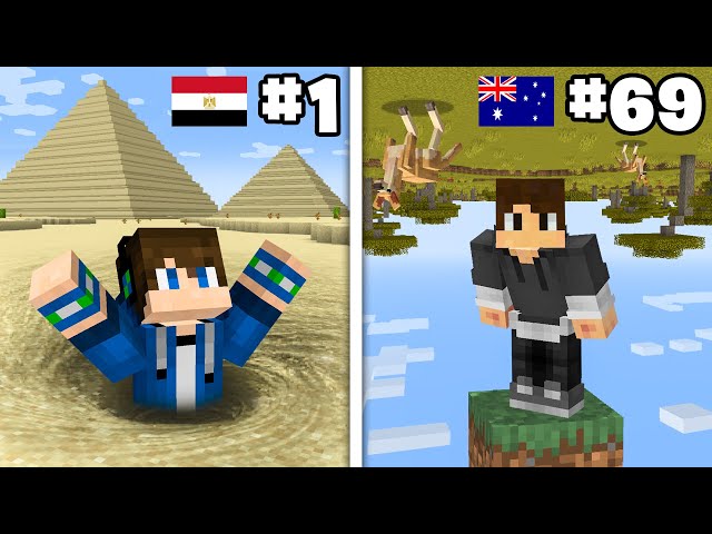Surviving 100 Minecraft Countries in 24 Hours