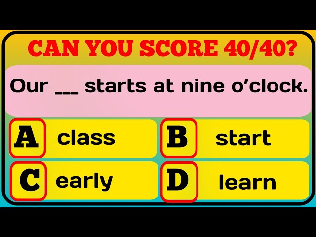 Basic English Grammar Quiz | 40 Noun Fill in the Blanks | Set 3 | QuizoraX