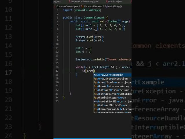 😱😱😱 How to find common Elements Between two Arrays #programming #java #coding #shorts #short #viral