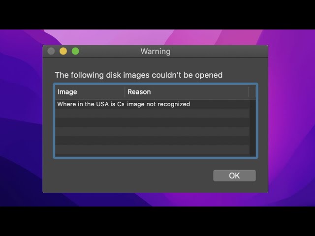 The Disk Image Couldn’t Be Opened Fix