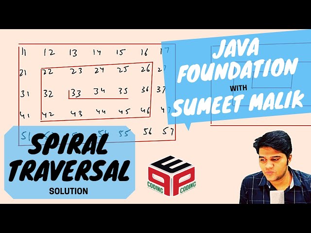 Spiral Traversal - Solution | 2-D Arrays | Data Structure and Algorithms in JAVA