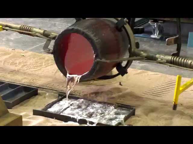 Pouring Molten Aluminum into a 3D Printed Sand Casting Mold