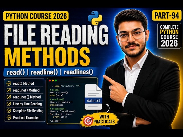 Python File Reading Methods in Hindi | read(), readline(), readlines() Explained | Part-94