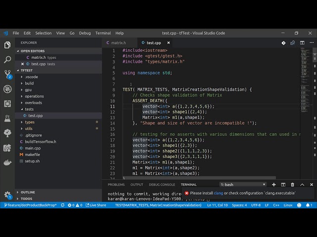 Coding a Tensorflow Clone in C++: Episode 7 (Refactoring the project and Writing Unit Tests !)