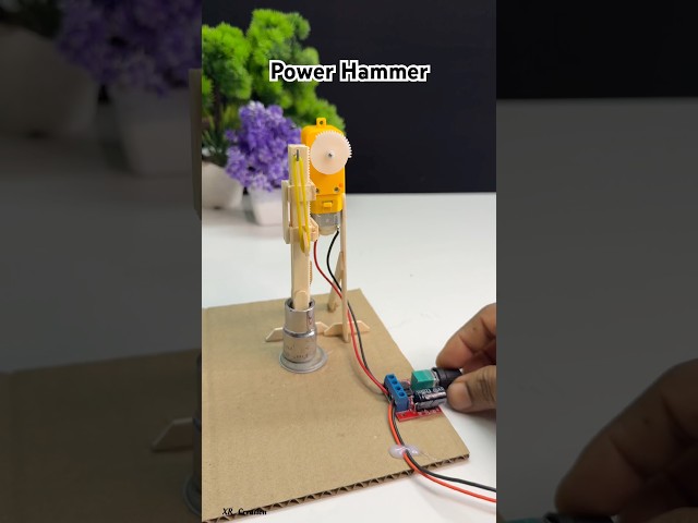 Electric hammer mechanism with Dcmotor #diy #tech #dcmotor #experiment #youtubeshorts #motorbuilding