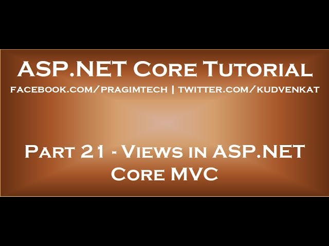 Views in ASP NET Core MVC