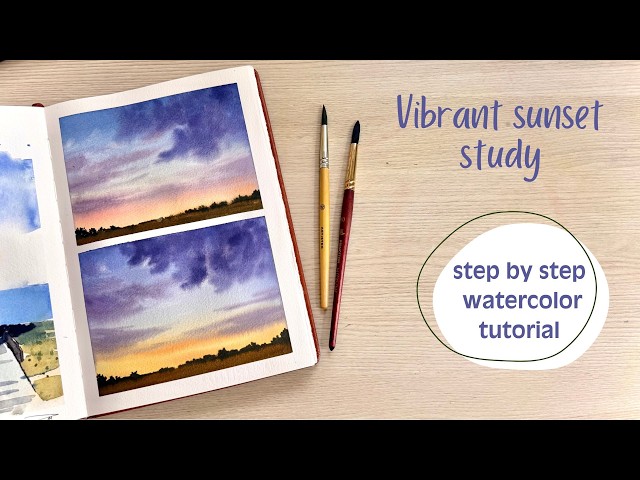 Watercolor for beginners: paint a vibrant sunset in UNDER 15 MINUTES