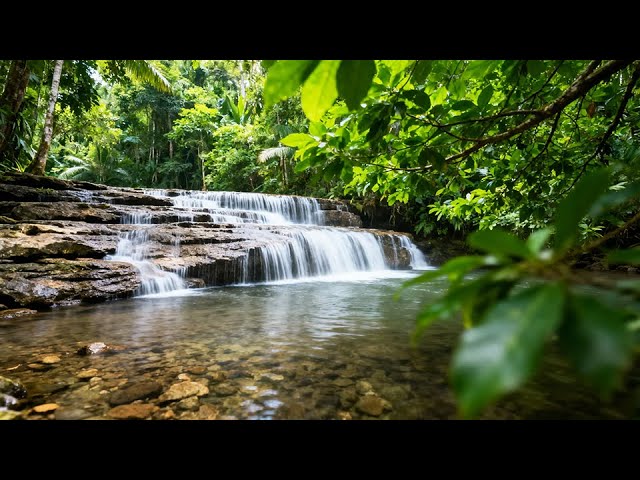 Fall Asleep Quickly with Waterfall, Stream Sounds and Soft Piano