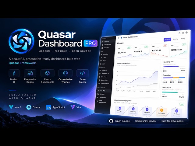 Quasar Dashboard Pro - Template open source