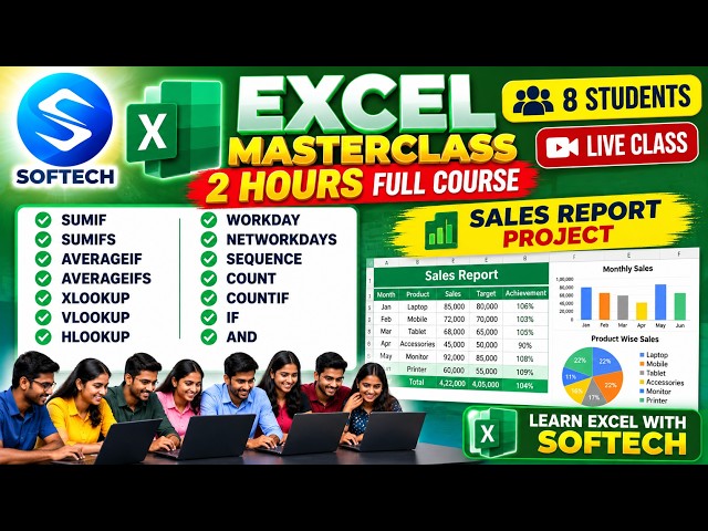 MS Excel Full Course in 2 Hours in Tamil 🔥 | Excel Formulas & Sales Report Project