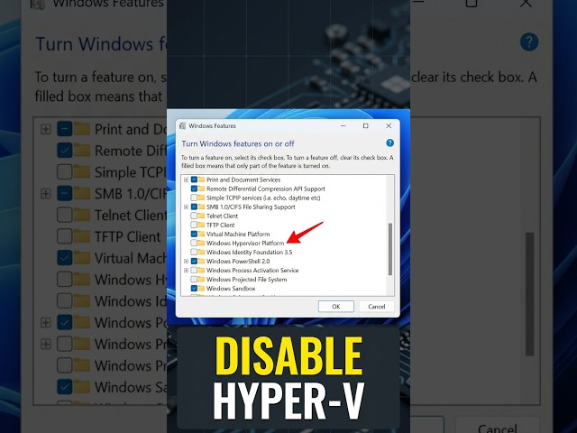 Disable Hyper V in Windows 11 /  10 Boost Performance