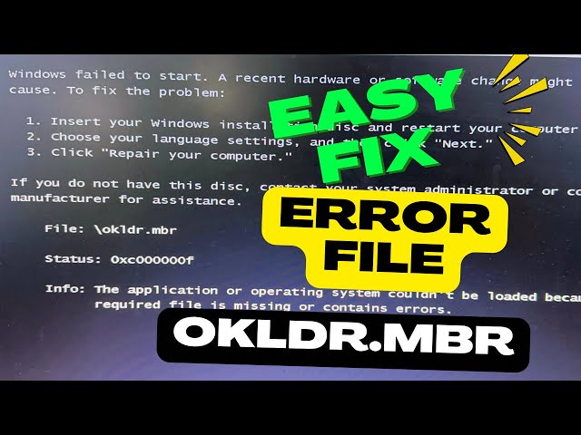 Fix Error File Okldr.mbr Missing on Windows 10 | Step by Step Guide