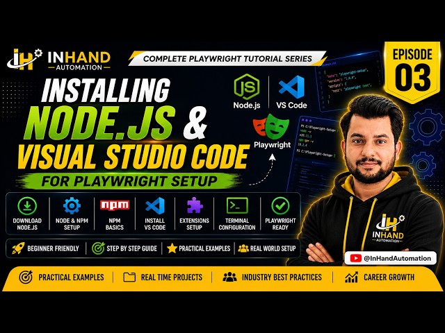Episode 3 | Playwright tutorial for Beginners | Install Node.js & VS Code (2026)