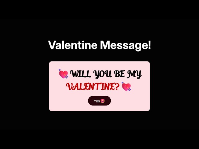 Valentine's Day wish with HTML CSS JavaScript | HTML CSS Valentine's Day Wish @raselcoder