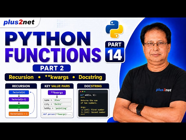 Python Functions Part 2: Recursion, **kwargs & Docstrings | Python Basics Part 14