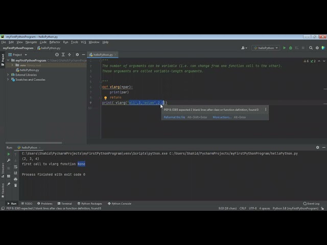 Functions with Arbitrary Arguments