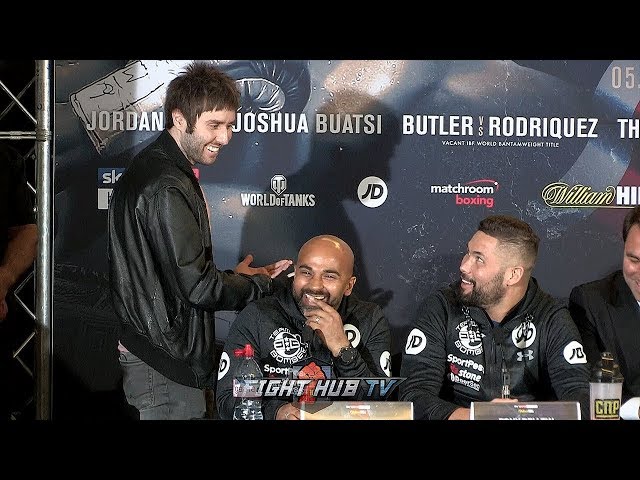 WHAT IN THE? JAY CARTWRIGHT FROM INBETWEENERS INTERRUPTS TONY BELLEW! CRASHES FINAL PRESSER
