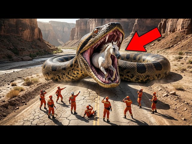 GIANT ANACONDA Attacks White Horse! 😱 Rescue Team Jumps In