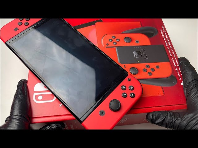 Nintendo Switch OLED Model Console - Mario Red Edition Unboxing | ASMR