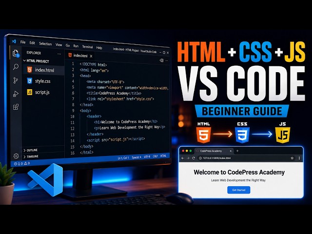 HTML, CSS & JavaScript Files Kaise Banaye? | VS Code Tutorial for Beginners in Hindi