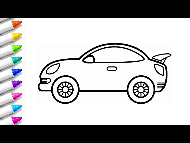 Let's Learn How to Draw & Paint Red Car | Drawing and Coloring for Kids & Toddlers