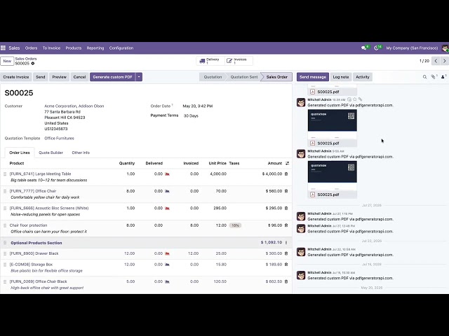 Odoo & PDF Generator API Integration demo