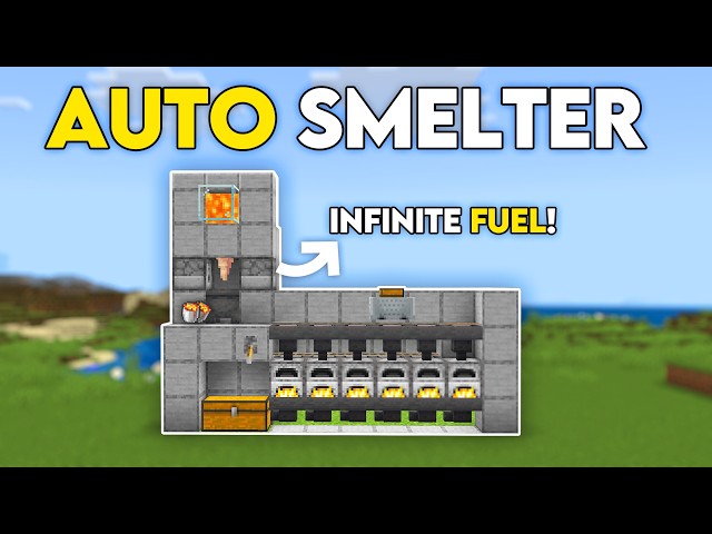 Easiest AUTO SUPER SMELTER (Infinite Fuel) in 26.4 Minecraft Bedrock!