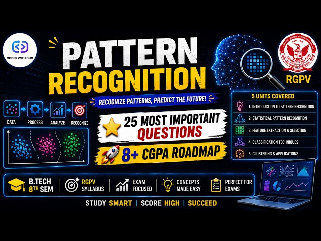 How To Pass Pattern Recognition | 25 Most Important Questions | AL603(C) RGPV