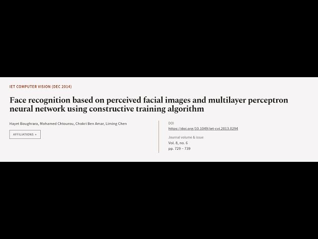 Face recognition based on perceived facial images and multilayer perceptron neural ne... | RTCL.TV