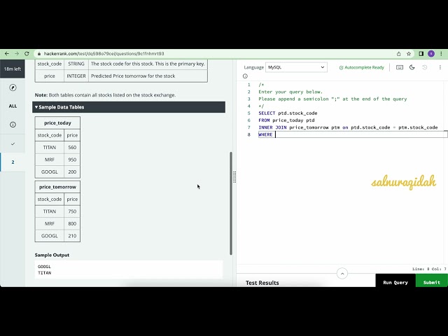 HackerRank SQL Basic Certification - Profitable Stocks solution