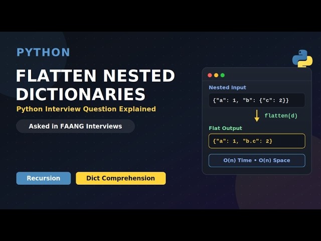Flatten a Nested Dictionary in Python | Python Interview Question Explained 🔥