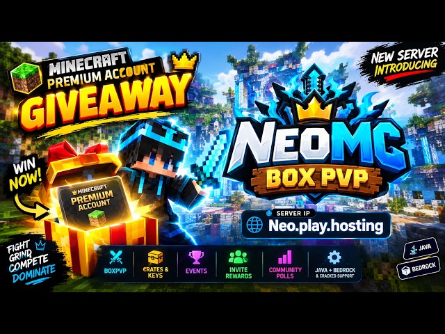🎁 Minecraft Premium Account Giveaway + Introducing NeoMC! 🔥 | New BoxPvP Server
