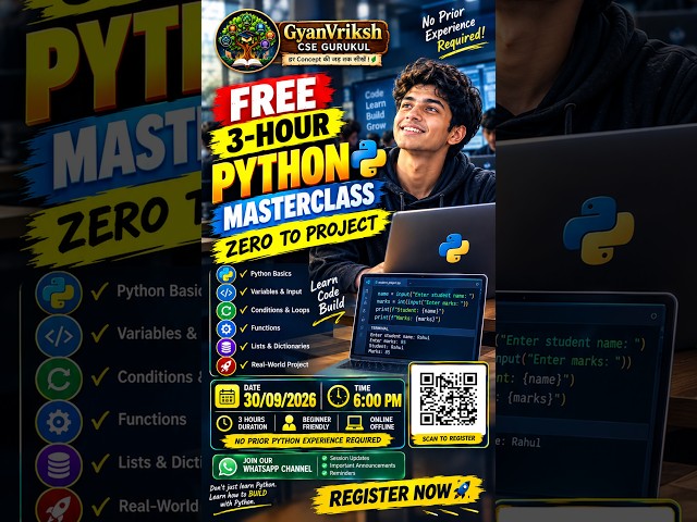 FREE Python Masterclass🚀From Beginner to Real Project in 3 Hours #PythonForBeginners#FreeMasterclass