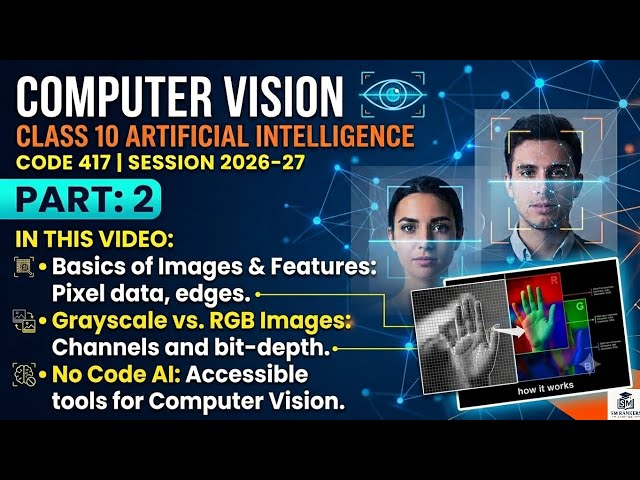 Class 10 AI Code 417 | Computer Vision Part 2 | Image Basics, RGB, Grayscale & No Code AI | 2026-27