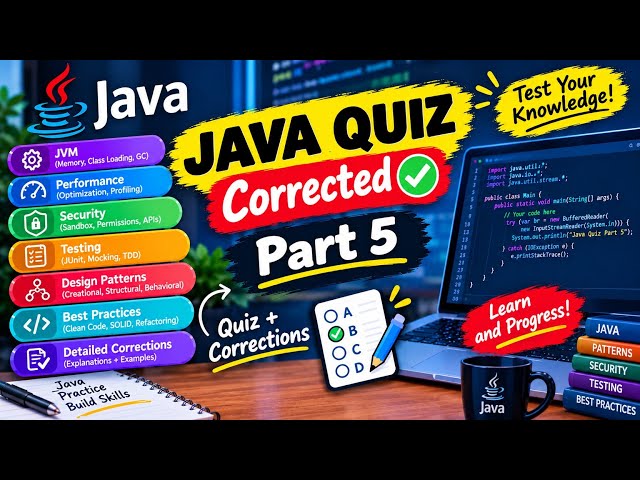 🔥 Java Quiz — 50 Questions with Answers | JVM,Performance, Security,Testing & Design Patterns|Part 5