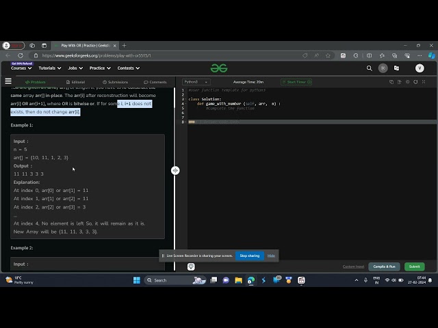Play With OR GFG POTD Python Solution geeks for geeks problem of the day python solution