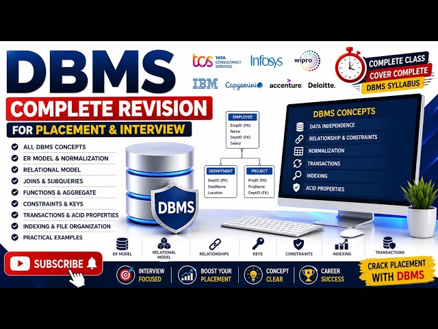 DBMS Complete Revision | DBMS Interview preparation | DBMS complete class | Campus placement