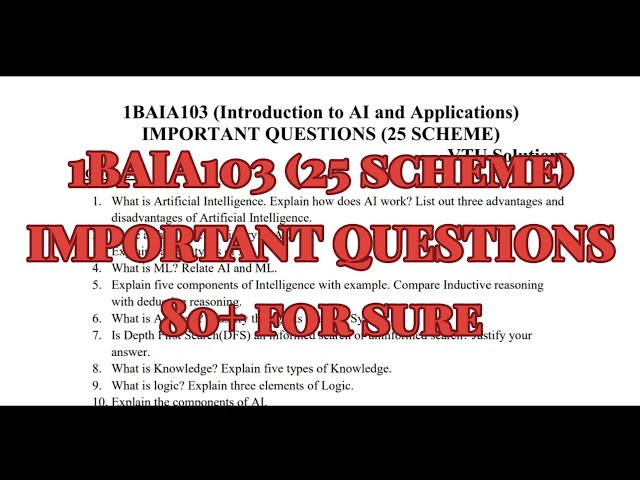 Introduction to AI and Applications, Important questions, 1BAIA103, 25 scheme, 1st sem.