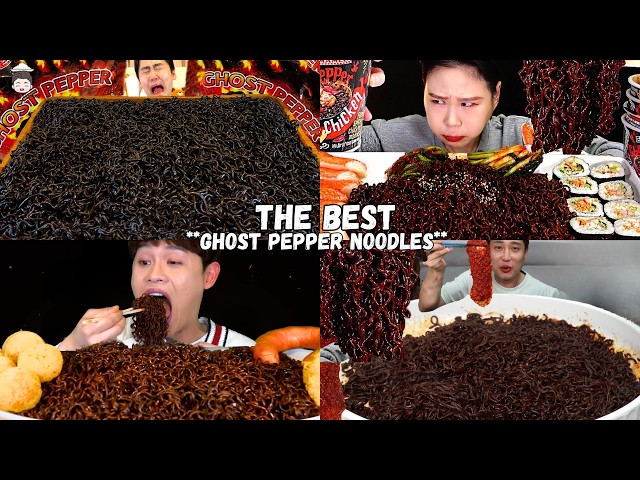MUKBANGER EATING WORLD'S SPICIEST NOODLES💀 || GHOST PEPPER NOODLES 😱🌶🥵CHALLENGE COMPIALTION