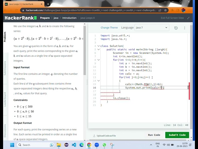 Hackerrank Java Loops II in hindi