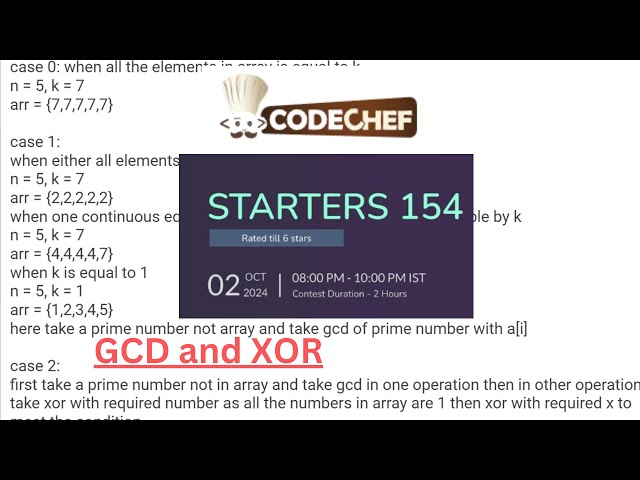 GCD and XOR | CodeChef Starters 154 (Rated) | Editorial #codechef #contest #coding
