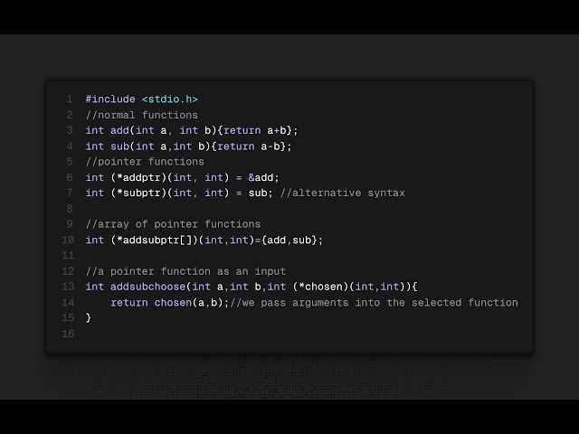 Pointers to Functions In C - just coding, no commentary